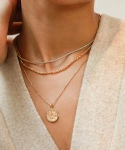 Astrid & Miyu Tennis Chain Necklace In Gold Necklaces
