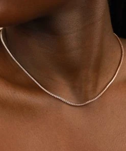 Astrid & Miyu Tennis Chain Necklace In Rose Gold