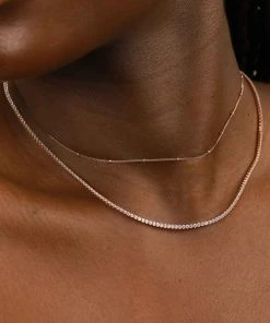Astrid & Miyu Tennis Chain Necklace In Rose Gold