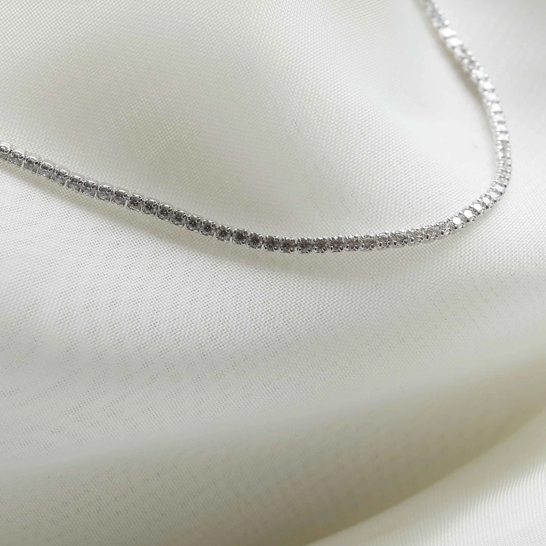 Astrid & Miyu Necklaces Tennis Chain Necklace In Silver 5 Astrid & Miyu Necklaces Tennis Chain Necklace In Silver