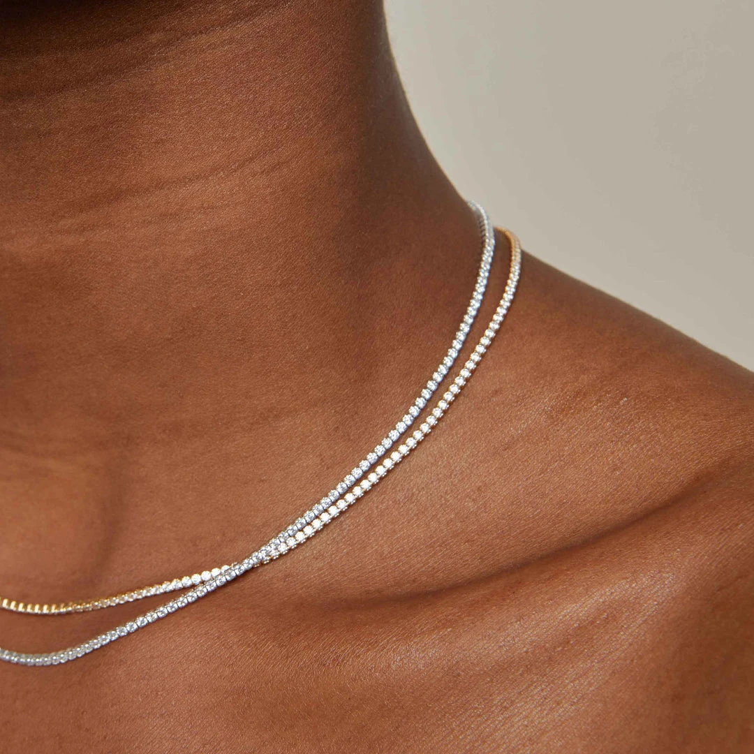 Astrid & Miyu Necklaces Tennis Chain Necklace In Silver 8 Astrid & Miyu Necklaces Tennis Chain Necklace In Silver