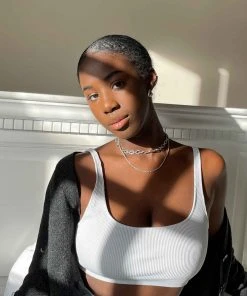 Astrid & Miyu Textured Oval Link T-Bar Necklace In Silver Necklaces