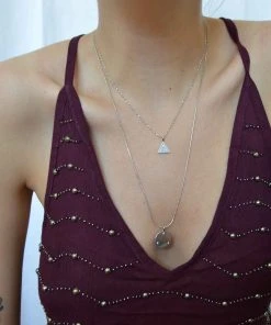 Astridandmiyu Sale Triangle & Enamel Necklace Charm In Silver