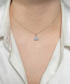 Astridandmiyu Sale Triangle & Enamel Necklace Charm In Silver