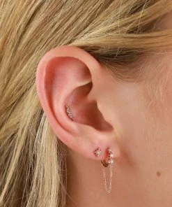 Astrid & Miyu Twilight Chain Huggies In Rose Gold Earrings 8 Astrid & Miyu Twilight Chain Huggies In Rose Gold Earrings