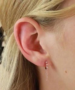 Astrid & Miyu Twilight Chain Huggies In Rose Gold Earrings 9 Astrid & Miyu Twilight Chain Huggies In Rose Gold Earrings