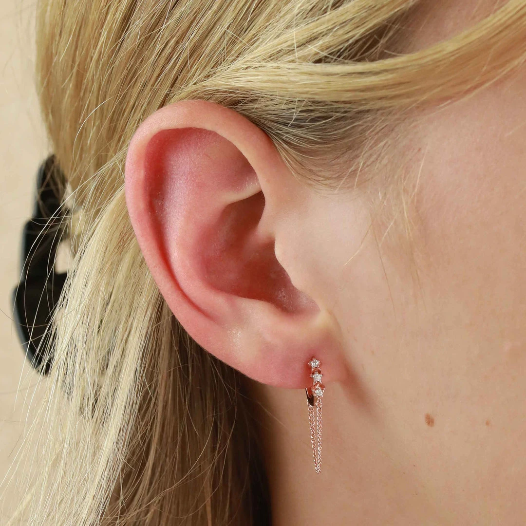 Astrid & Miyu Twilight Chain Huggies In Rose Gold Earrings 6 Astrid & Miyu Twilight Chain Huggies In Rose Gold Earrings