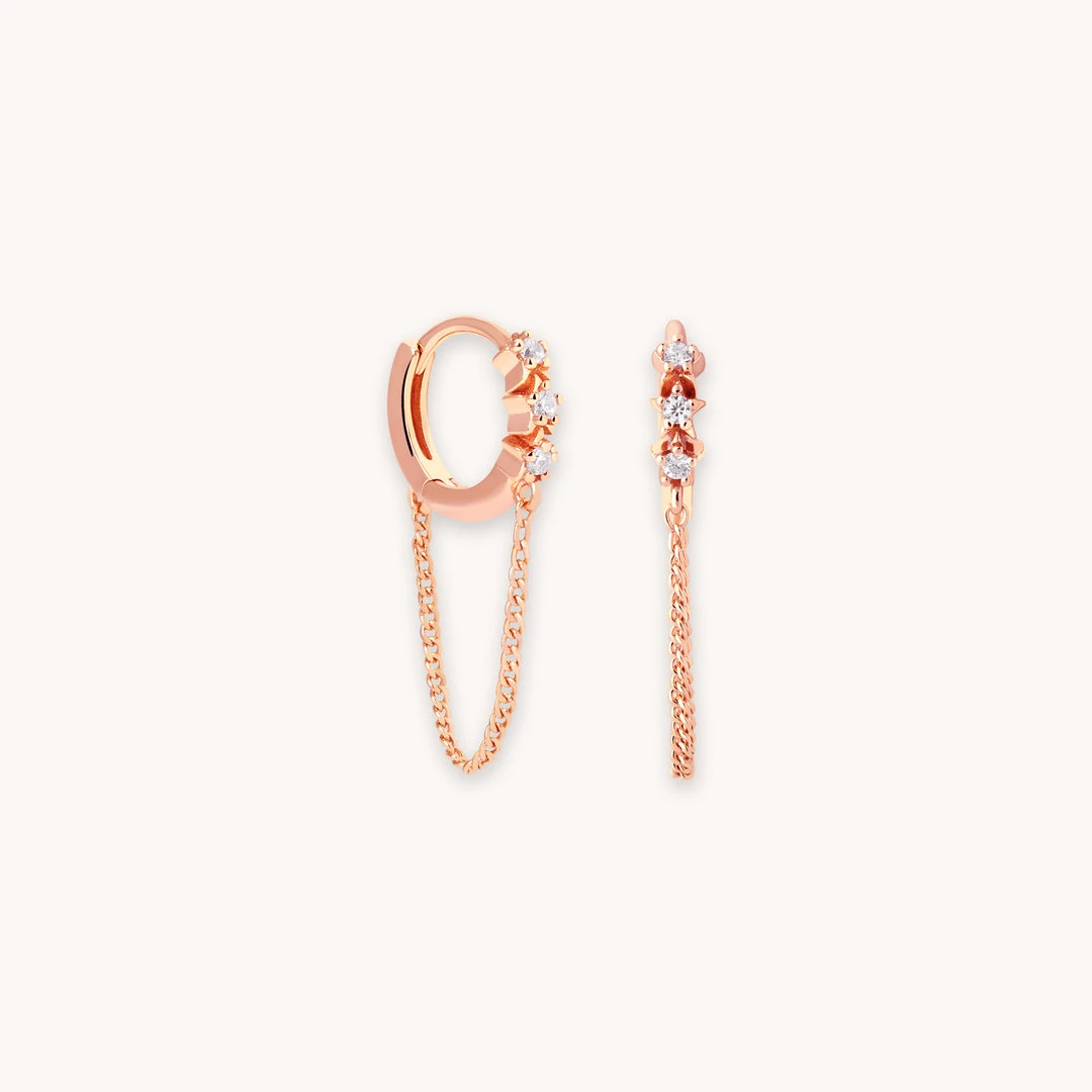 Astrid & Miyu Twilight Chain Huggies In Rose Gold Earrings 3 Astrid & Miyu Twilight Chain Huggies In Rose Gold Earrings