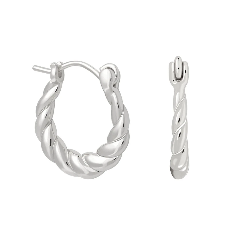 Astrid & Miyu Twisted Mini Hoops In Silver 3 Astrid & Miyu Twisted Mini Hoops In Silver