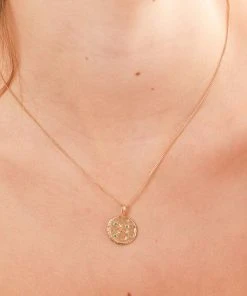 Astrid & Miyu Virgo Zodiac Pendant Necklace In Gold Zodiac Necklaces
