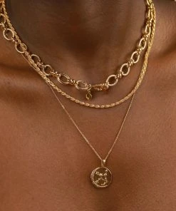 Astrid & Miyu Virgo Zodiac Pendant Necklace In Gold Zodiac Necklaces