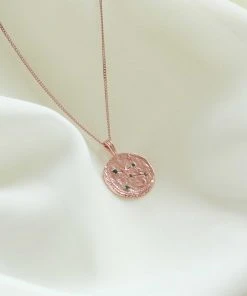 Astrid & Miyu Zodiac Necklaces Virgo Zodiac Pendant Necklace In Rose Gold