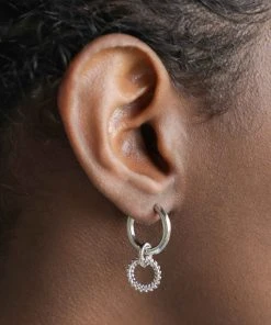Astridandmiyu Sale Wreath Charm Hoops In Silver
