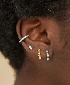 Astridandmiyu Navette Gem Stud Earrings In Gold