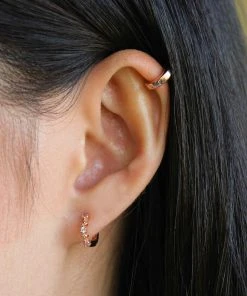 Astridandmiyu Wreath Crystal Huggies In Rose Gold Sale